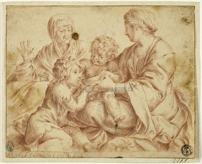 Madonna y el Niño con los Santos Isabel y Juan el Bautista de Annibale Carracci