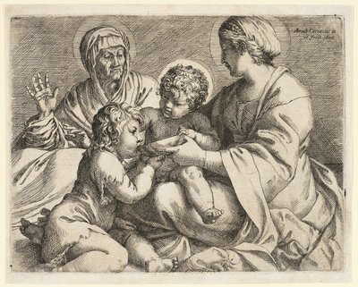 La Virgen con el Niño con los santos Isabel y Juan Bautista de Annibale Carracci