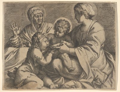 Madonna y Niño con los Santos Isabel y Juan el Bautista Madonna della Scodella de Annibale Carracci