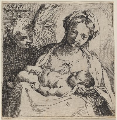 Madonna y niño con un ángel de Annibale Carracci
