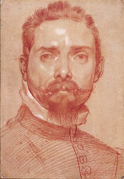 "Retrato del Jugador de Laúd Giulio Mascheroni" (Retrato del jugador de laúd Giulio Mascheroni) Sanguina de Annibale Carracci (Carrache) (1560-1609) ca 1594 Albertina, Viena de Annibale Carracci