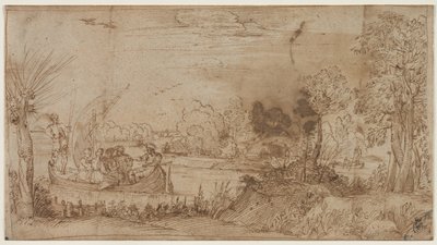 River Landscape with Boats de Annibale Carracci