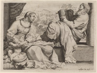 La Sagrada Familia con San Juan Bautista de Annibale Carracci