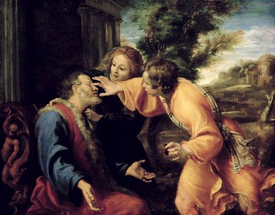 El joven Tobías cura a su padre ciego de Annibale Carracci