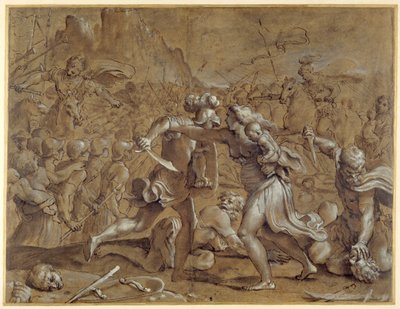 La batalla entre los romanos y los sabinos de Annibale Carracci