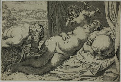 Venus y sátiro de Annibale Carracci