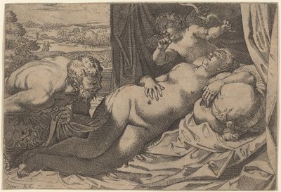 Venus y un sátiro de Annibale Carracci