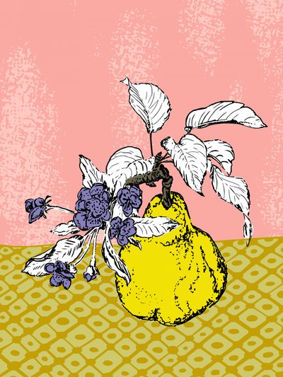 Pera amarilla y flores de Annick