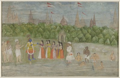 A orillas del Yamuna, en Brindaban, Krishna baila con las Gopis de Anonymous