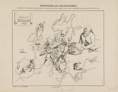 Escena de guerra visual / Mapa de Europa en 1859 (título sobre el objeto) de Anonymous