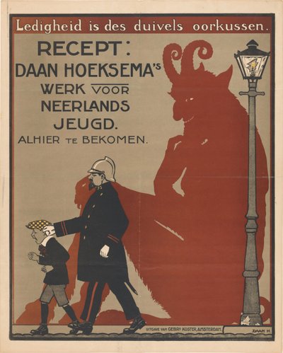 Cartel para libros infantiles de Daan Hoeksema
La ociosidad es el cojín de la oreja del diablo (título en el objeto) de Anonymous
