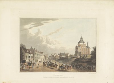 Afvoer van Franse kanonnen puerta Waterloo Waterloo. Transporte del cañón francés desde el campo de batalla, el 24 de julio de 1815 (título sobre el objeto) de Anonymous