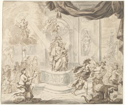 Alegoría de la expulsión de los comerciantes de cambio de viento de la bolsa de Amsterdam, 1763 de Anonymous