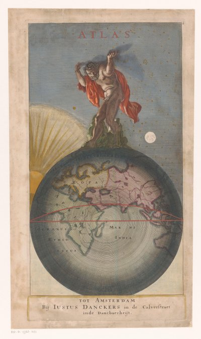 Atlas en el globo terráqueo
Portada de: Justus Danckerts, Atlas, s.a. de Anonymous