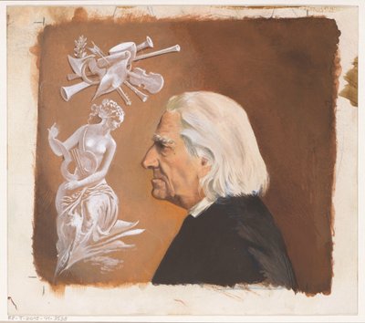 Diseño de banda para: Jean Rousselot, Frans Liszt. La vida de un gran compositor, c. 1961 de Anonymous