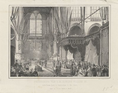 Juramento de S.M. el Rey Guillermo III. en la Nieuwe Kerk de Ámsterdam el 12 de mayo de 1849 (título sobre el objeto) de Anonymous