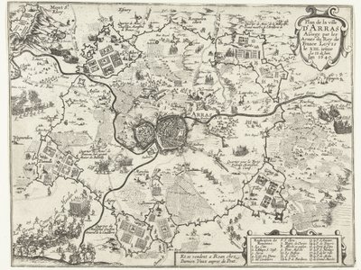 Puerta Beleg van Arras de Fransen, 1640 Plano de la ciudad de Arras Sitiada por las Armas del Rey de Francia Luis XIII.iesme El 12 de Junio. el año 1640 (título sobre objeto) de Anonymous