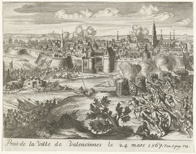 Beleg van Valenciennes, 1567 Toma de la ciudad de Valenciennes el 24 de marzo de 1567 (título sobre objeto) de Anonymous