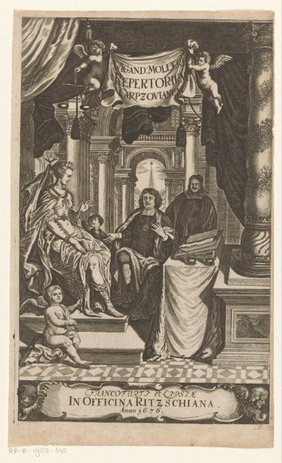 Benedikt Carpzov cerca de la reina entronizada
Wigand Molleri Repertorium Carpzovianum (título en el objeto)
Portada de: Wigand Möller, Repertorium rerum, verborum, et notabilium, 1676 de Anonymous