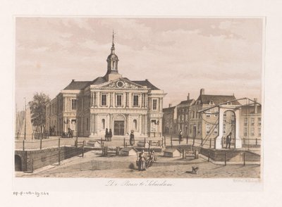 Edificio de la bolsa de valores en Schiedam La feria en Schiedam (título sobre objeto) de Anonymous
