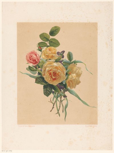 Manojo de rosas y violetas de Anonymous
