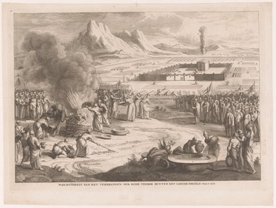 Ofrenda quemada por los israelitas Solemnidad de la Quema de las Plumas Rojas Buyten the Emptyer Israels (título sobre el objeto) de Anonymous
