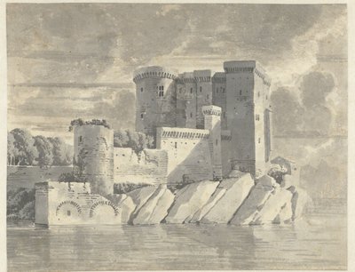Castillo en las rocas junto al agua de Anonymous