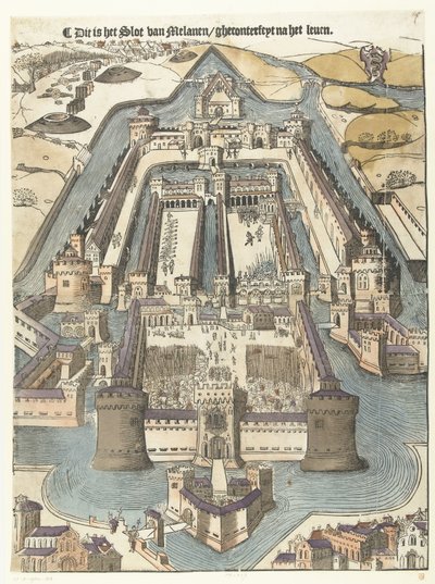 Castillo Sforza Este es el Castillo de Melanen/gheconterfeyt después de la vida (título sobre el objeto) de Anonymous