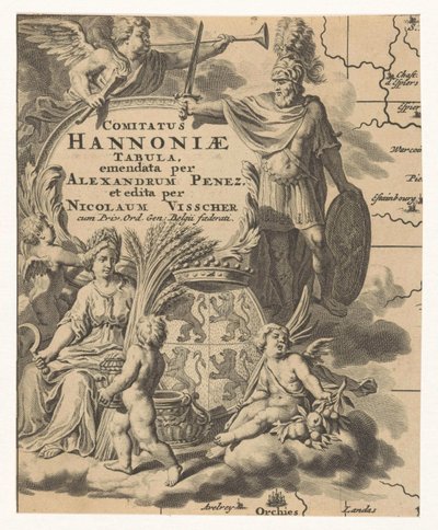 Ceres, putti y escudo de armas de Henao
Comitatus Hannoniae Tabula (título del objeto) de Anonymous
