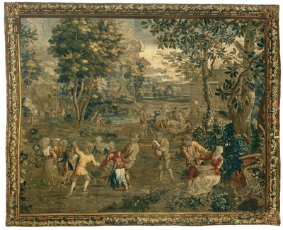 Granjeros y esquiladores de ovejas bailando Vida popular a Teniers (título de la serie) de Anonymous