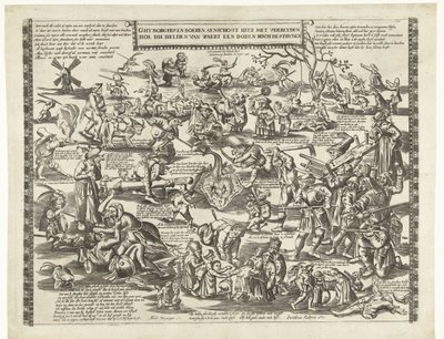 Los Rye Stekers de Weert, hacia 1650 Ghy borgers y granjeros se regocijan aquí con la forma en que esos héroes de Waert luchan contra un roch muerto (título sobre el objeto) de Anonymous