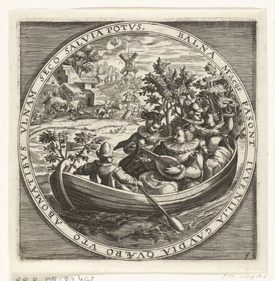 El mes de mayo, compañía de hacer música en un barco, hacia 1600 Los doce meses del año representados en escenas de la vida popular (título de serie) Schemata XII Mensium sius operationibus, & ad signa zodiaci applicatione, in quatuor anni partes divisa (s de Anonymous
