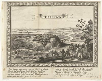 La nueva fortaleza de Charleroi, 1666 Caerte figurativo de la ciudad nueva de Charle Roij (...) (título sobre objeto) Plant de la nouelle fortaleza de Charle Roij (...) (título sobre objeto) de Anonymous