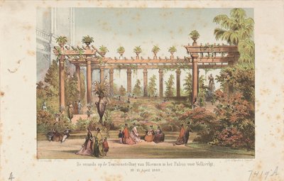 La veranda de la Exposición de Flores en el Palacio de la Industria, 10-15 de abril de 1869 (título en el objeto) de Anonymous