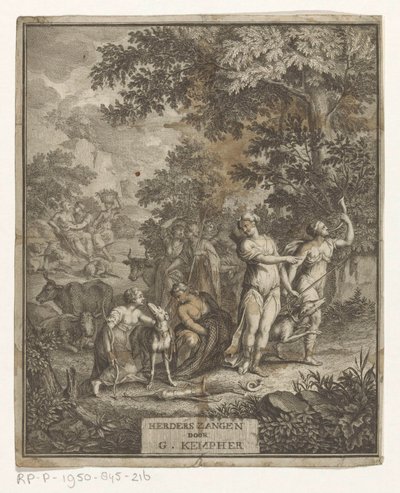 Diana y pastores Página de título para: Gerard Kempher, Herderszangen, 1732 de Anonymous