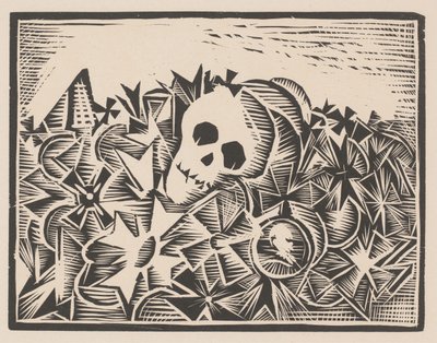 Calavera entre cruces de guerra Contra la guerra y el fascismo (título de la serie) de Anonymous