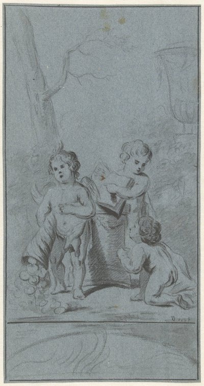 Tres putti por un árbol de Anonymous