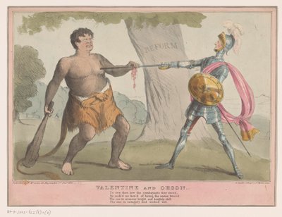 Caricatura política inglesa, 1835 Valentine y Orson (título sobre el objeto) de Anonymous