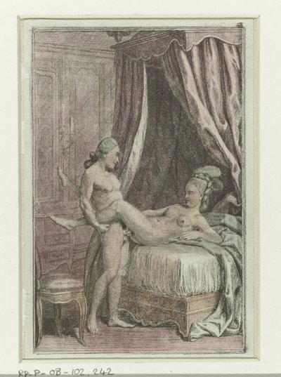 Serie Erótica con Parejas en la Cama pareja copulando, hombre de pie Escenas eróticas (título de la serie) de Anonymous
