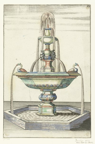Fuente que consta de tres cuencas Architectura Curiosa Nova (título de la serie) de Anonymous