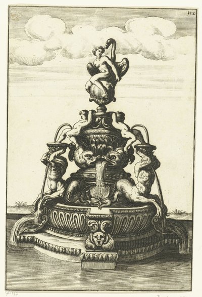 Fuente con Leda y el cisne Architectura Curiosa Nova (título de la serie) de Anonymous