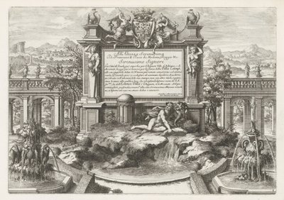 Fuente con dedicatoria y escudo de Ercole II d