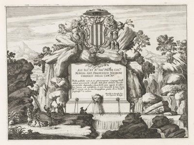 Fuente con dedicatoria y escudo de Giovanni Francesco Negroni Fontane delle ville di Frascati (título de la serie) Fuentes de Frascati (título de la serie) de Anonymous