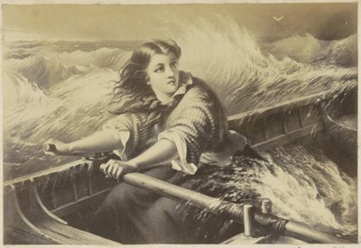 Reproducción fotográfica de (presumiblemente) una impresión que representa a una mujer remando en una tormenta de Anonymous
