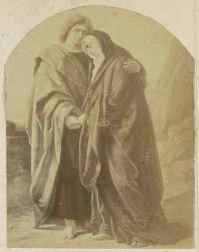 Reproducción fotográfica de (presumiblemente) un dibujo del apóstol Juan y María de Anonymous