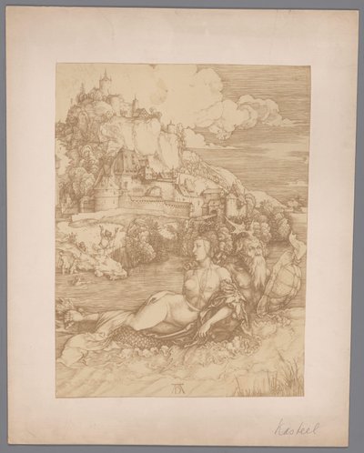 Reproducción fotográfica del grabado Abduction by the Sea Monster de Albrecht Dürer de Anonymous