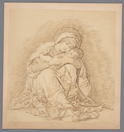 Reproducción fotográfica del grabado Virgen con el Niño Sentada de Andrea Mantegna de Anonymous