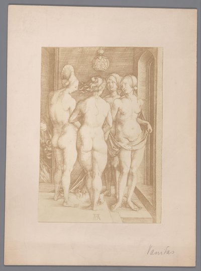 Reproducción fotográfica de un grabado de cuatro mujeres desnudas de Albrecht Dürer de Anonymous