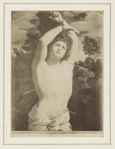 Reproducción fotográfica de un cuadro de Guido Reni, que representa el martirio de San Sebastián ROMA - Martirio di San Sebastiano, Guido Reni. Campidoglio (título sobre objeto) de Anonymous