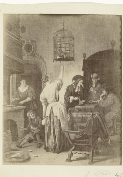 Reproducción fotográfica del cuadro La jaula del loro de Jan Steen Musée d
